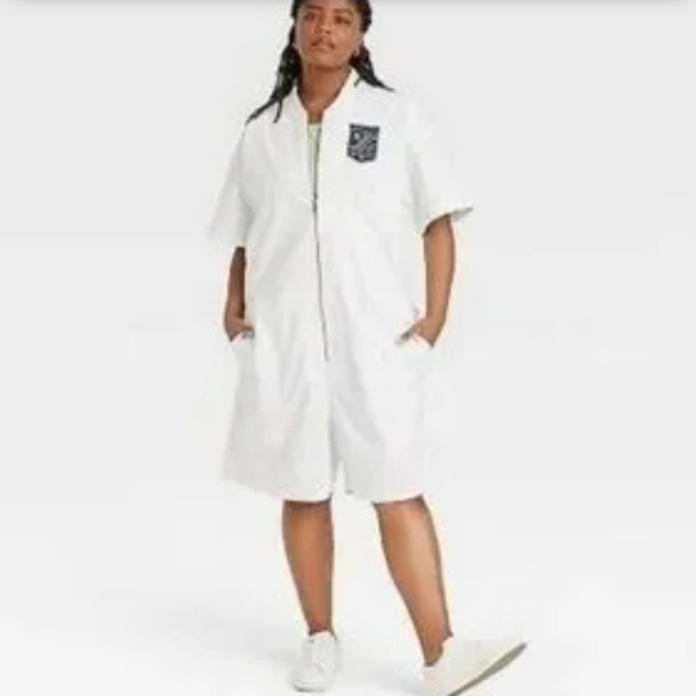 Houston white for target  white short sleeve flight suit romper jumpsuit